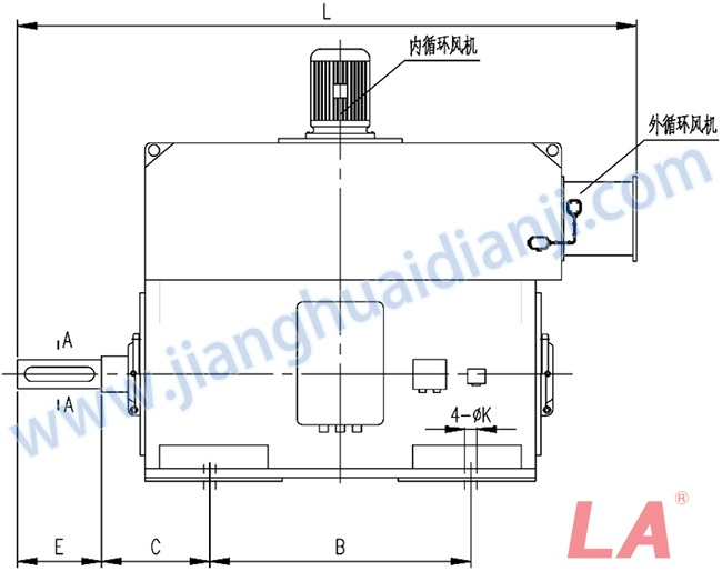 YMPS系列磨煤機用高壓三相異步電動機安裝尺寸圖(IP54、IP55 6KV) - 六安江淮電機有限公司