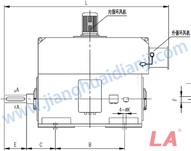 YMPS系列磨煤機用高壓三相異步電動機安裝尺寸圖(IP54、IP55 10KV) - 六安江淮電機有限公司